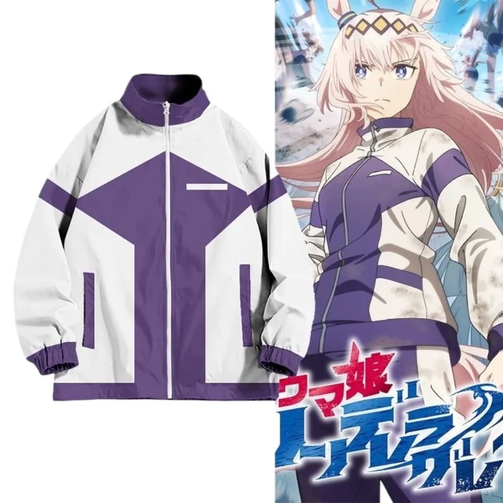 Uma Musume Pretty Derby Machico Oguri Cap Giacca 3D Ragazzi e ragazze y2k Uomo Donna Felpa con cappuccio con zip Harajuku Giacca a vento casual con zip