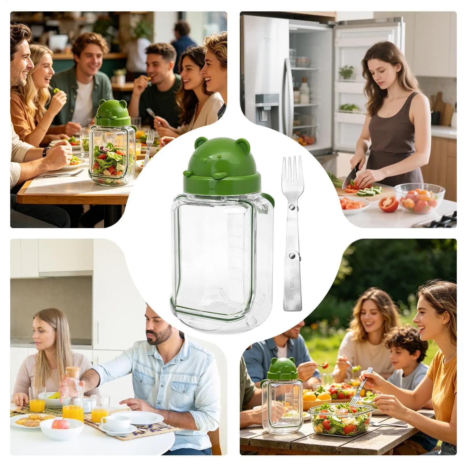 Contenitori per insalata, contenitori trasparenti per alimenti, contenitore per insalata per il pranzo, per la preparazione dei pasti, casa, cucina, scuola, ufficio, palestra, campeggio