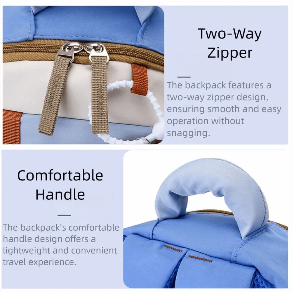 Zaino Leggero per Asilo Nido Impermeabile con Chiusura a Cerniera, Cartone Animato, Comodo con Spallacci Regolabili