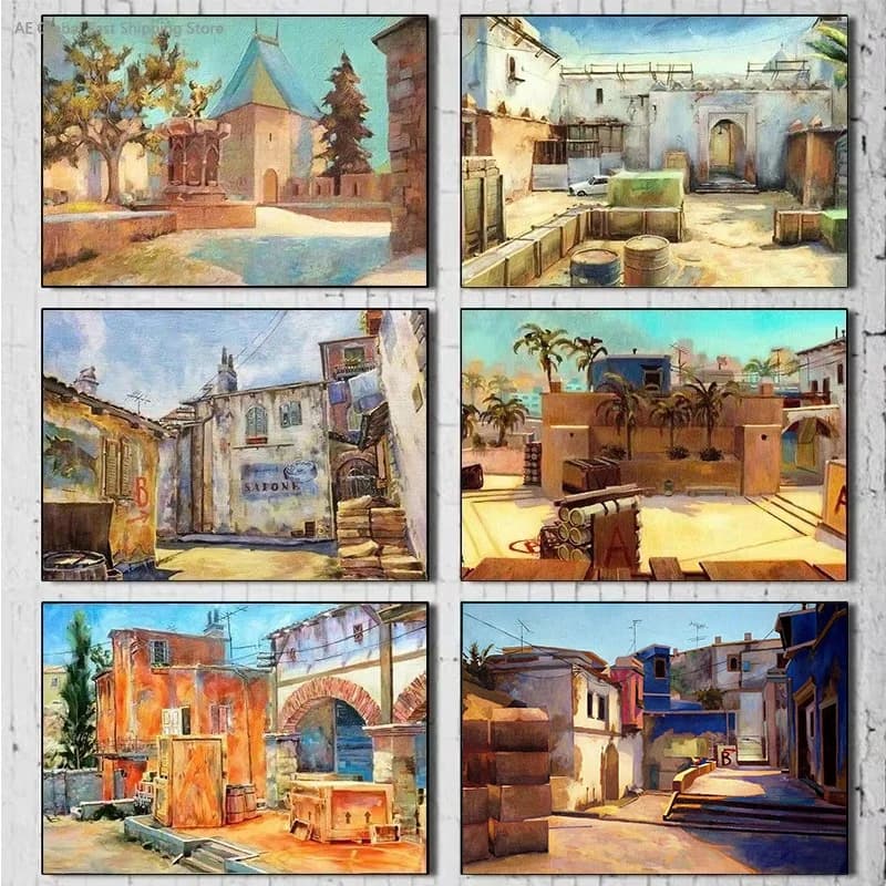 1pc frameless Popular Counter Strike Cs Go Gun Shooting Game Scene Poster Print Canvas Print Painting Wall Art Picture Living Ro