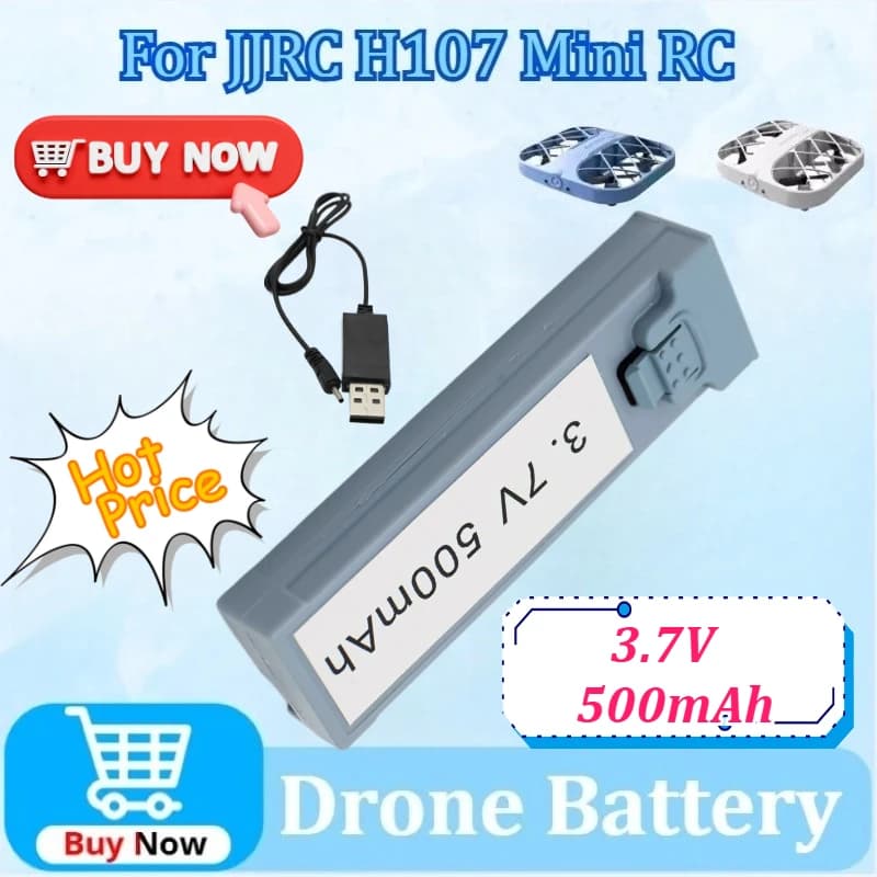 New Upgraded 3.7V 500mAh Replacement for JJRC H107 Mini RC Drone Battery Lipo Drone Battery Quadcopter Spare Parts Accessories