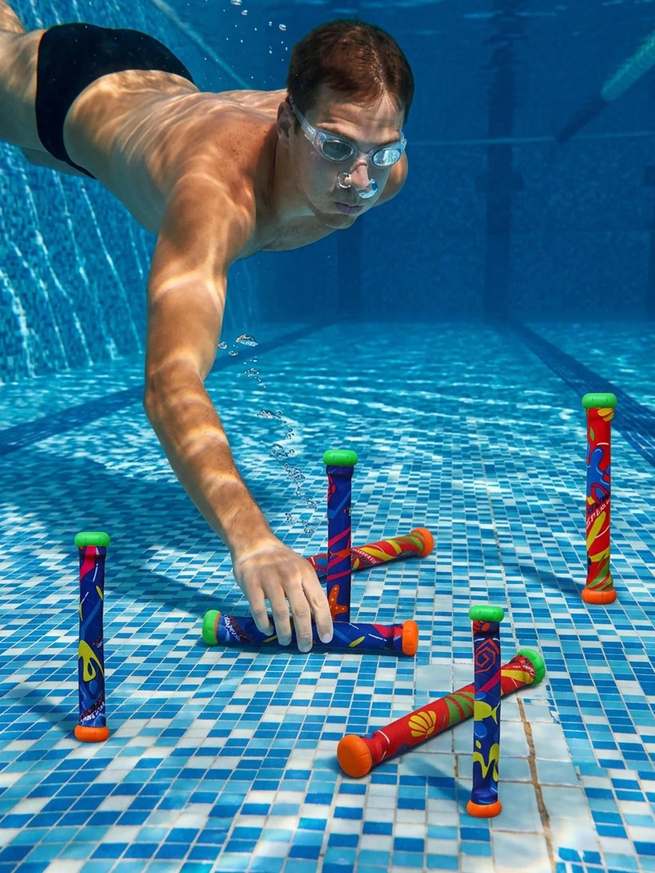 Pvc Swimming Pool and Water Play Accessories, Adult Party Games, Diving Sticks, Summer Pool Diving Toys (Random Colors), Educational Throwing Toys, Outdoor Pool Gifts, Swimming Gear, Suitable for Beach, Pool, and Bathroom.