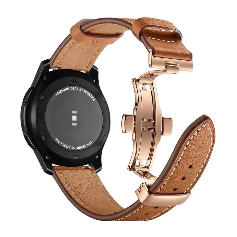 Cinturino in pelle da 20mm 22mm per Samsung Galaxy watch 5 4 6/classic/5 pro/active 2 40mm 44mm braccialetto correa Huawei GT/2e/3/4 cinturino