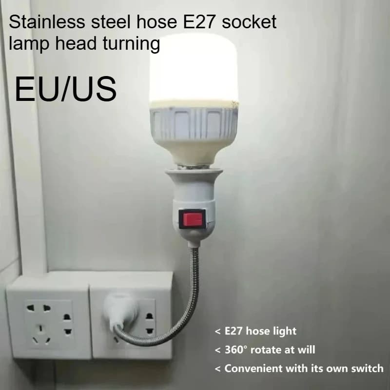 Revolving front lamp with direct plug EU/USA mouth E27 large screw lamp type universal hose with switch