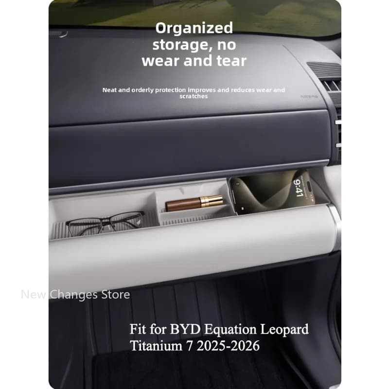 For BYD Ti 7 2025-2026 steering wheel storage box And Co-pilot Silicone pad Interior Supplies