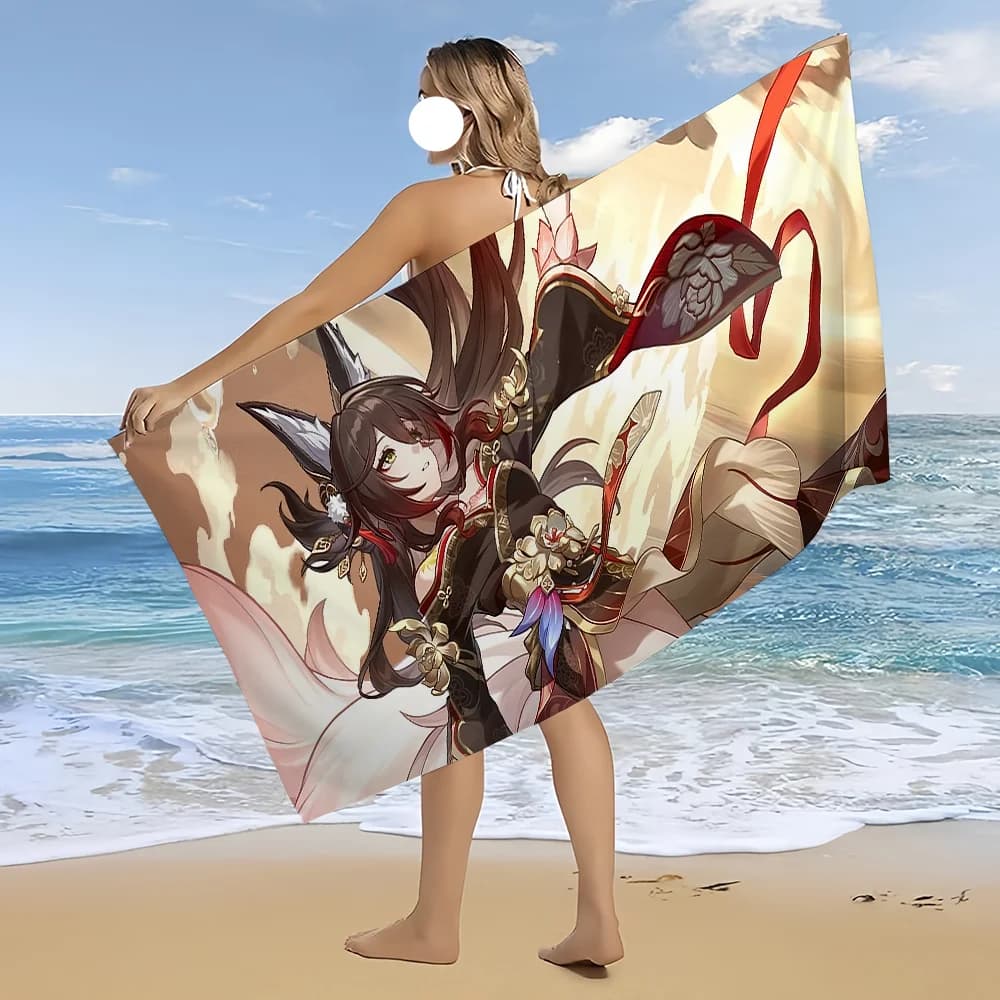 Asciugamano da Spiaggia e Bagno Honkai Fugue, Asciugatura Rapida, Leggero, Portatile, per Sauna, Campeggio, Piscina, Viaggi