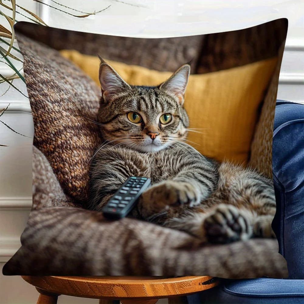 Fodera per cuscino ipoallergenica contemporanea Adorabile gatto grasso e chiusura con cerniera remota Fodera per cuscino Decorazione per camera da letto e soggiorno