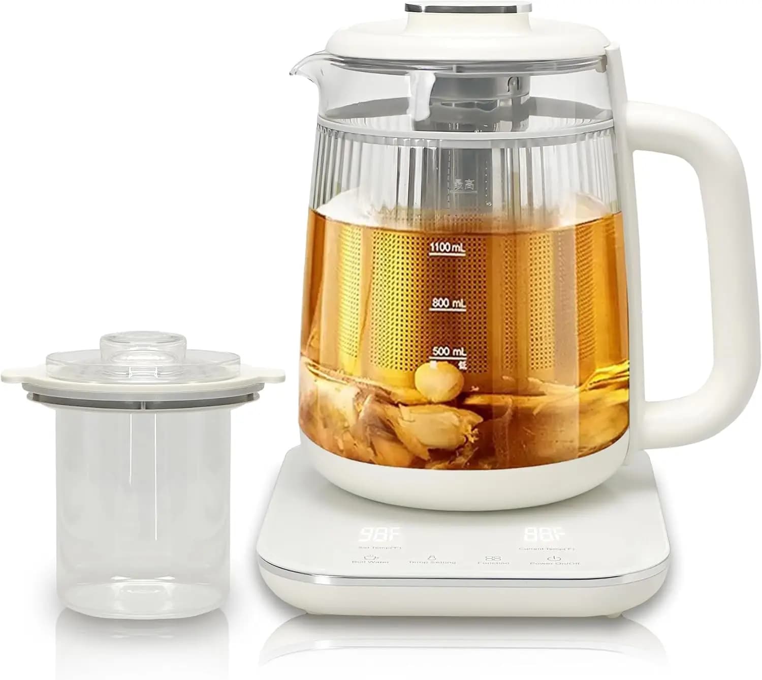 1.5L Double-Layer Glass Electric Kettle, 9-in-1 Multi-Function Tea Maker with Stew Pot, Programmable
