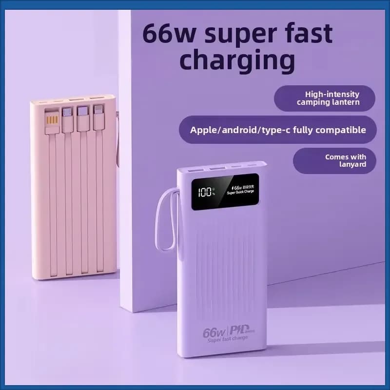 66W 20000mah power bank for iphone huanwei Samsung Xiaomi powerbank Comes with a charging cable