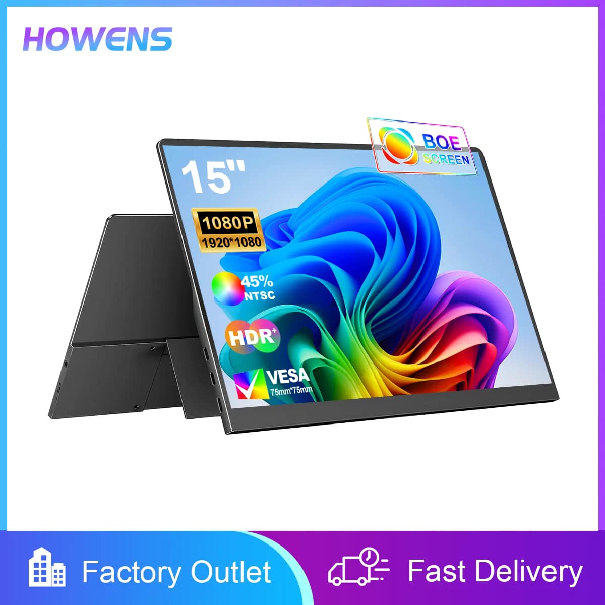 Portable Monitor 14" 15.6" 1080P 60Hz IPS Ultra-Slim Travel Monitor USB-C HDMI Second Screen for Laptop PC Mac Phone Xbox PS4/5