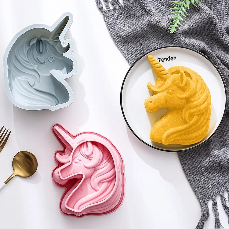 Stampo in silicone a forma di unicorno da 6 pollici, stampo per dolci, stampo per dessert, stampo per cioccolato