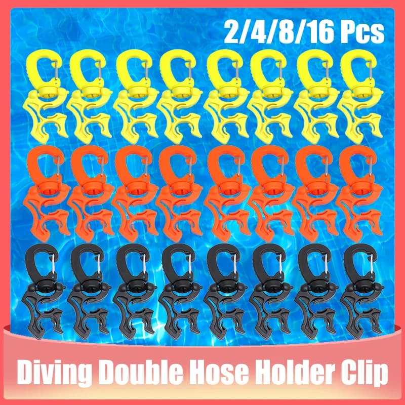 2/4/8/16Pcs Scubas Diving Double Hose Holder Clip BCD Hose Holder Clip Regulator Retainer Buckle Hook for Snorkeling