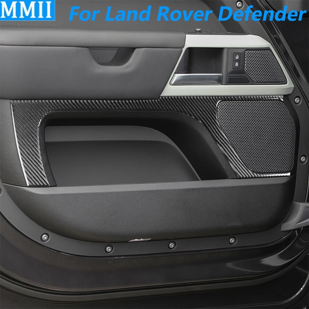 Per Land Rover Defender 2020-2025, Cornice in Fibra di Carbonio per Altoparlanti Porta Anteriore, Pannello Audio, Copertura Accessori Auto, Adesivo Interno