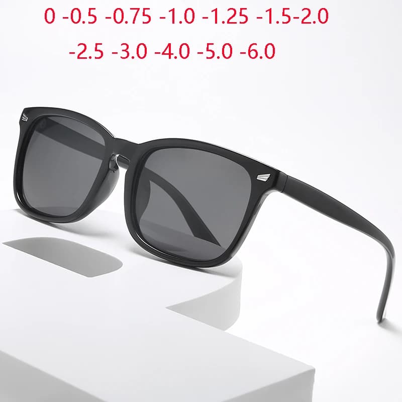 Black Frame Square Myopia Sunglasses Men Polarized CR39 Minus Lenses Prescription Sun Glasses For Women 0 -0.5 -0.75 To -6.0