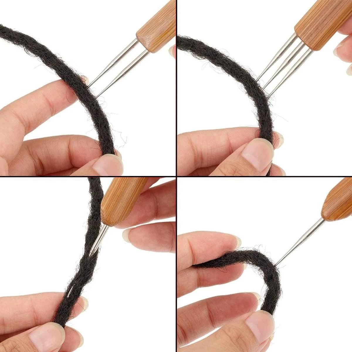 1Pc 0.5mm/0.75mm Dreadlock Uncinetto Legno Uncinetto Aghi Capelli Dreadlocks Strumento per Treccia Mestiere