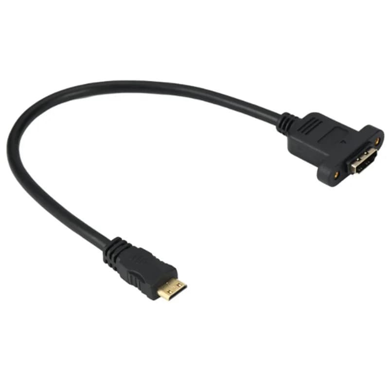 30cm Micro&Mini HDMI-Compatible Male to HDMI Micro HDMI Female Extension Connector Screw Lock Panel Mount HD AV Camera Cable