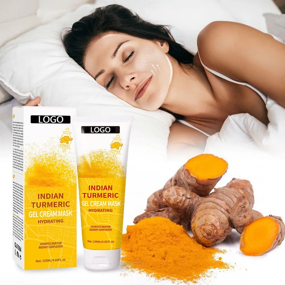 The curcuma sleep mask moisturizes the pores and carefully illuminates curcumina mud film Collagen-resistant mask