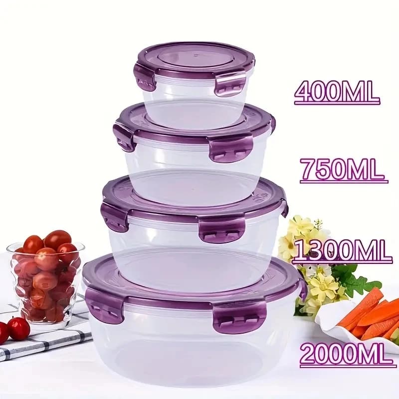 4 contenitori in plastica per la conservazione degli alimenti, contenitori per il pranzo, adatti per mense, campeggio, picnic e contenitori per la preparazione dei pasti