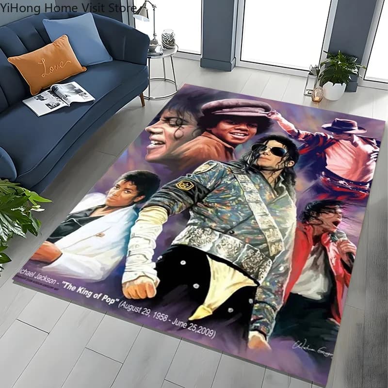 Fashion MJ Michael Jackson King of Pop Carpet Rug for Home Living Room Bedroom Sofa Doormat Decor,Large Kids Non-slip Floor Mat