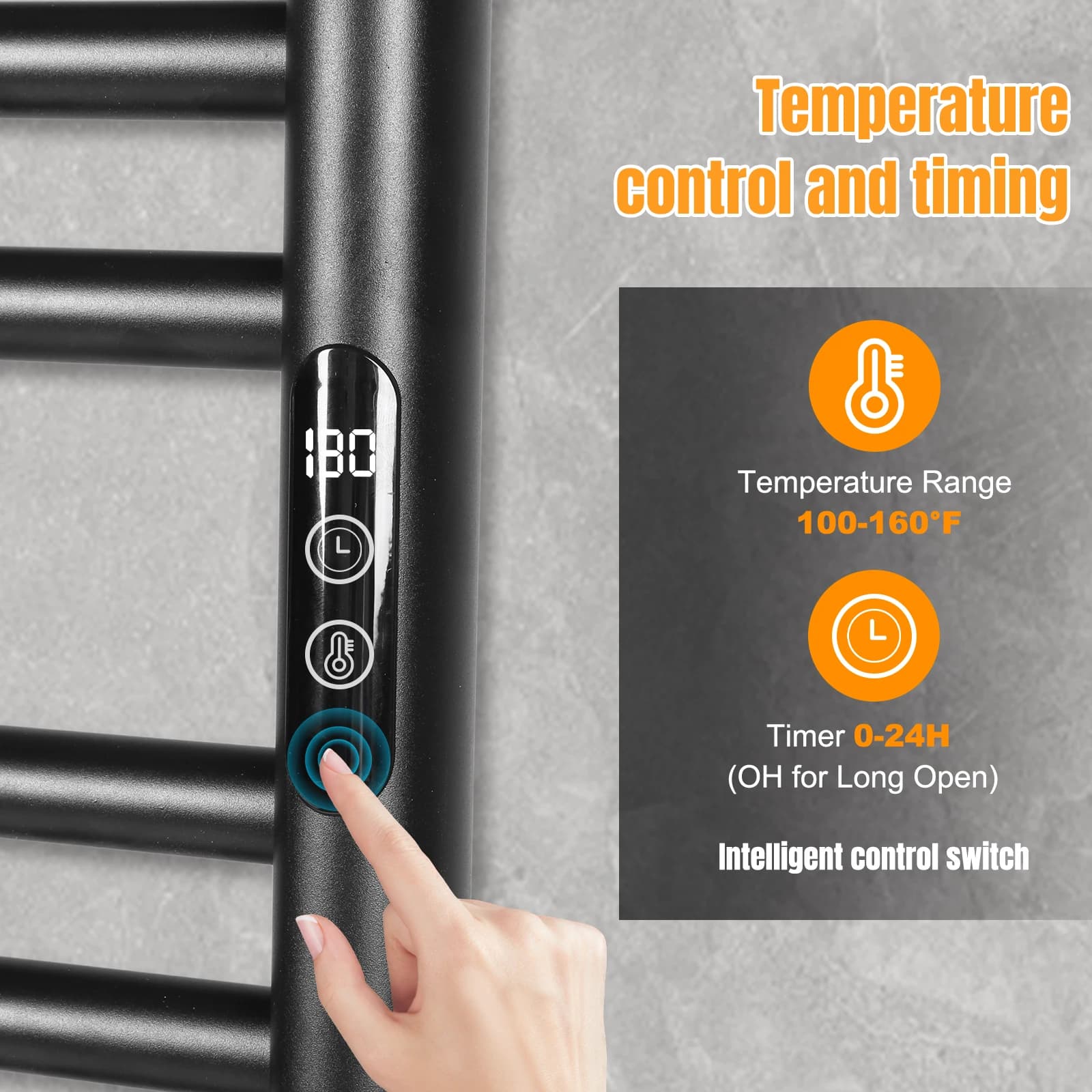 Scaldasalviette a 15 barre con timer e controllo della temperatura, radiatore per asciugamani domestico, impermeabile IP56 per piscina familiare e salone
