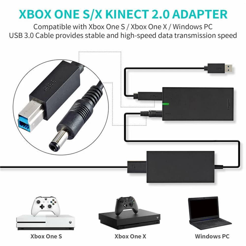 Adattatore convertitore Kinect per PC Xbox One S, Xbox One X e Windows 10 - Con licenza ufficiale da Xbox - Xbox One