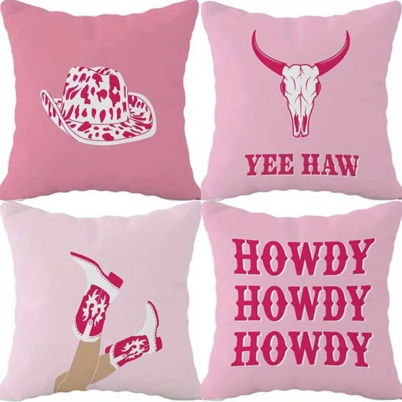 Decorazioni per la casa Stile cowboy: cappello, teschio, modello di stivali da cowboy Fodera per cuscino adatta per divano, camera da letto, auto
