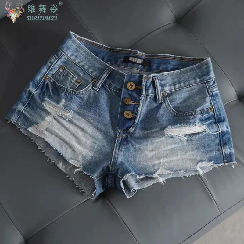 Shorts in Sexy Denim for Women, Summer Shorts with Frange, Basic Style for Dangerous Girls, Street Casual Clothing