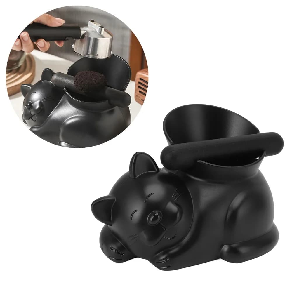 Removable Dump Bin Coffee Knock Box Recycling Bucket Small Size Coffee Grounds Bucket Cartoon Style Cat Shape Design
