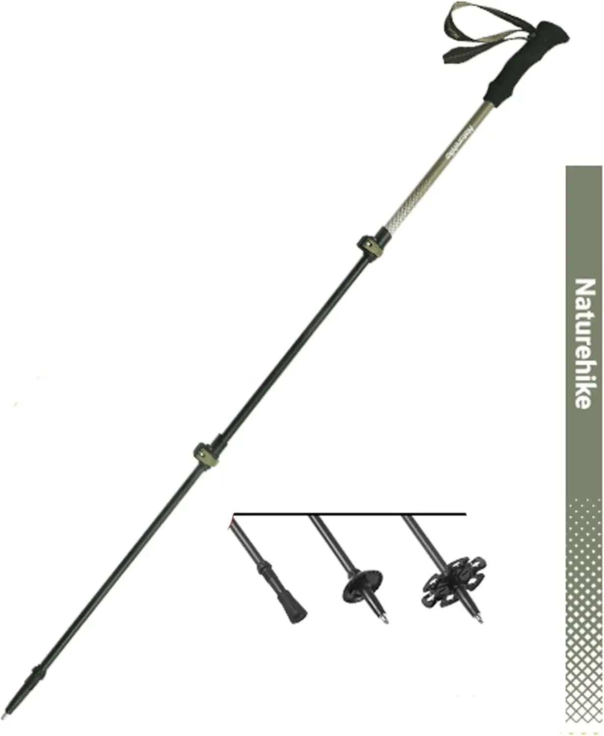 3K Carbon Fiber Trekking Stick - Foldable and Telescopic in 3 Sections, Ultralight for Hiking, for Women and Men, Travel Walk Stick