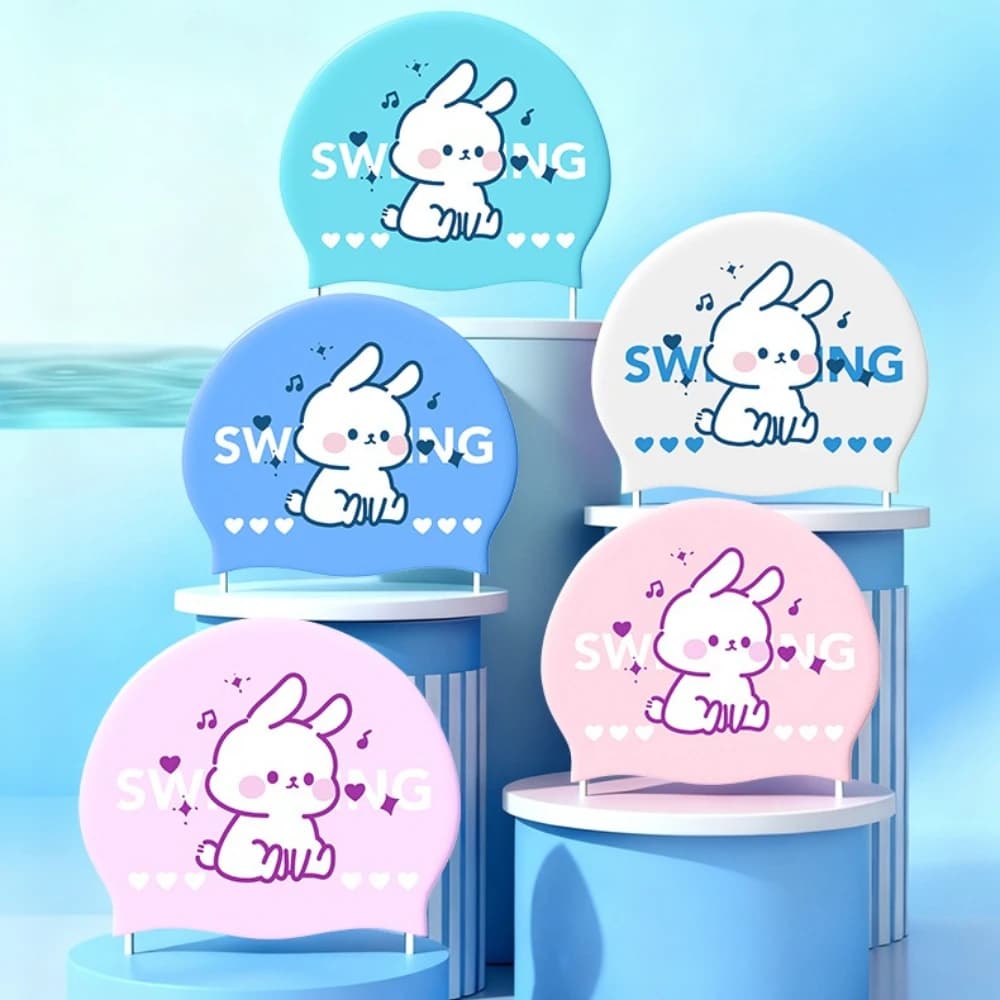 Children's Swimming Caps Boys and Girls Long Hair Ear Protection Waterproof Silicone Swimming Cap Kids Cute Cartoon Swimming Cap