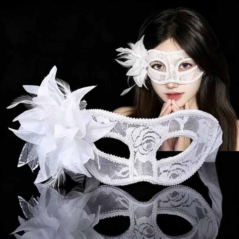 Flower High-End Makeup Ball Mask, Half-Face Party Costume Accessory, Unisex Design for Birthdays & Festivals, Perfect for Women
