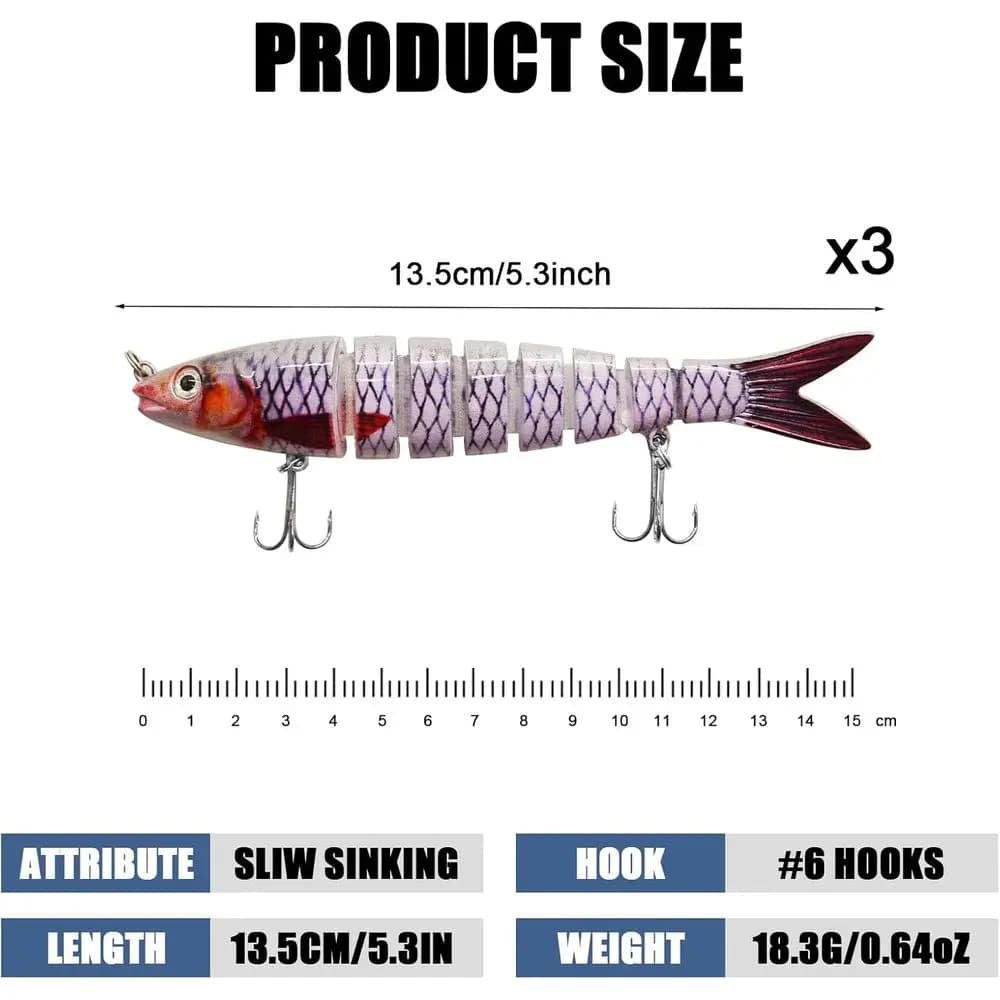 Esche da nuoto Topwater per spigole e trote: kit da pesca multisnodati, bionici, realistici d'acqua dolce/acqua salata