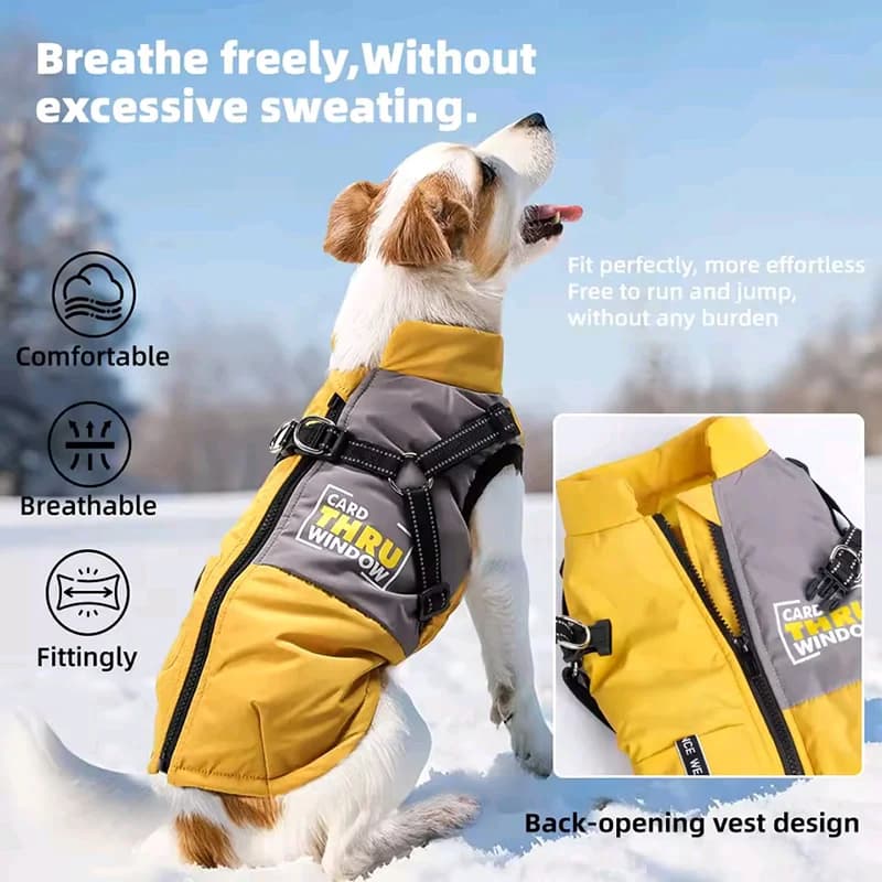 Cappotto per cani per cani di piccola taglia Giacca invernale impermeabile per cani con imbracatura Cappotti per cuccioli per la stagione fredda Gilet riflettente per animali domestici con cernieraFleece