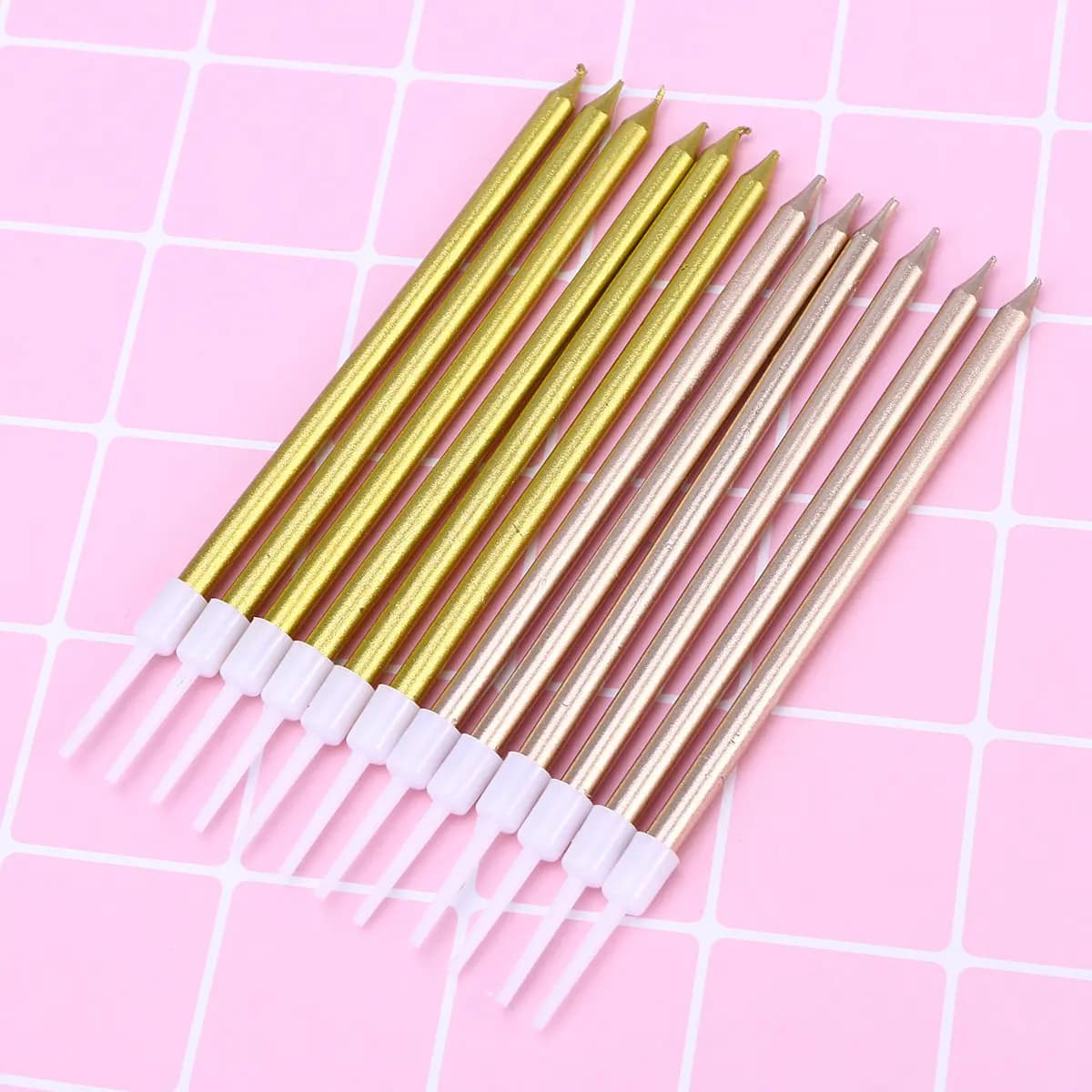 24 Candeline Dorate Glitterate Sottili per Torte, Lunga Durata, Senza Fumo, per Compleanni, Matrimoni, Feste e Anniversari
