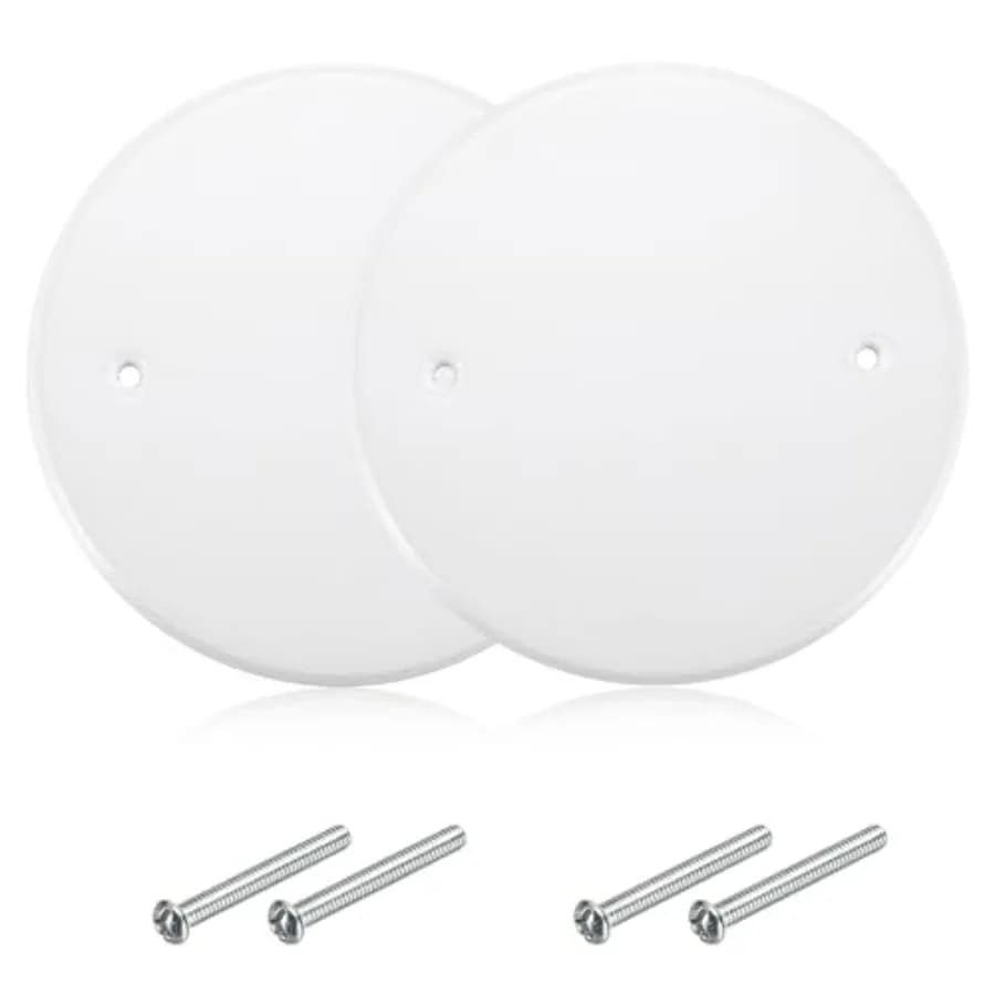 2 Pack 5 Inch Ceiling Cover Plates for Round Electrical Outlet Boxes, Metal Smoke Detector Covers Blank Ceiling Hole Cover Plat