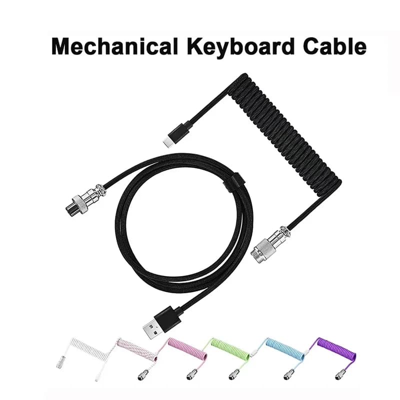 Cavo a spirale da 3m per tastiera meccanica USB Type-C, cavo a spirale per tastiera meccanica, cavo con connettore aeronautico per computer desktop