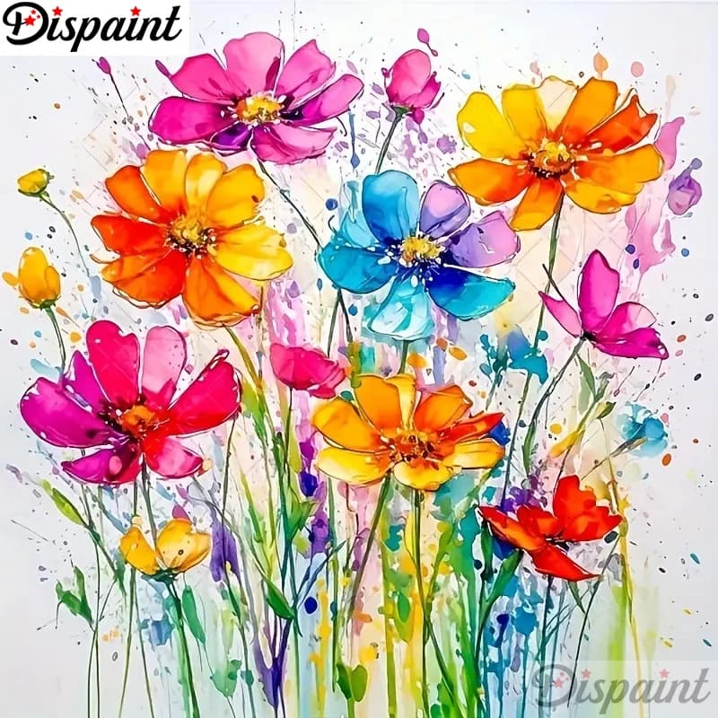 Dispaint 5D Diamante Modello Strass Ricamo Pittura Diamante Fai Da Te Punto Croce "Paesaggio Fiore" Diamante Ricamo
