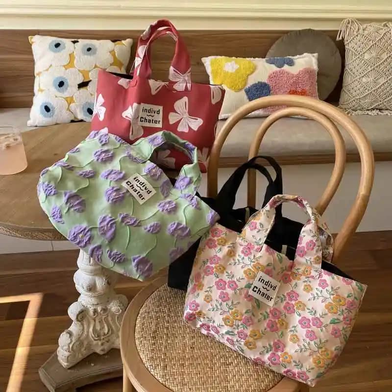 Elegant Lunch Bag Portable Bento Box Outdoor Picnic Bag Student Outdoor Resistant High Aesthetic Value New Ins Style Handbag
