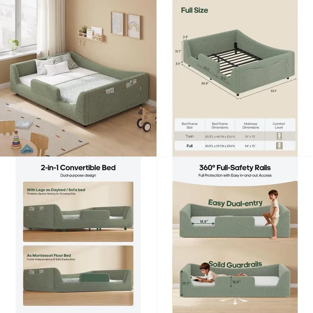 Daybed with Bookcase Storage Headboard amp Hidden Bedside Racks, Bed with Cabinet, Charging Station, RGB LED, No Box Spring Nee