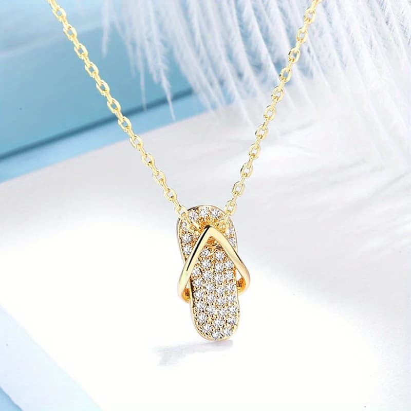 Creative And Minimalist Slippers, Rhinestone Necklace, Fashionable And Personalized Temperament Necklace, Birthday And Christmas Anniversary Gift