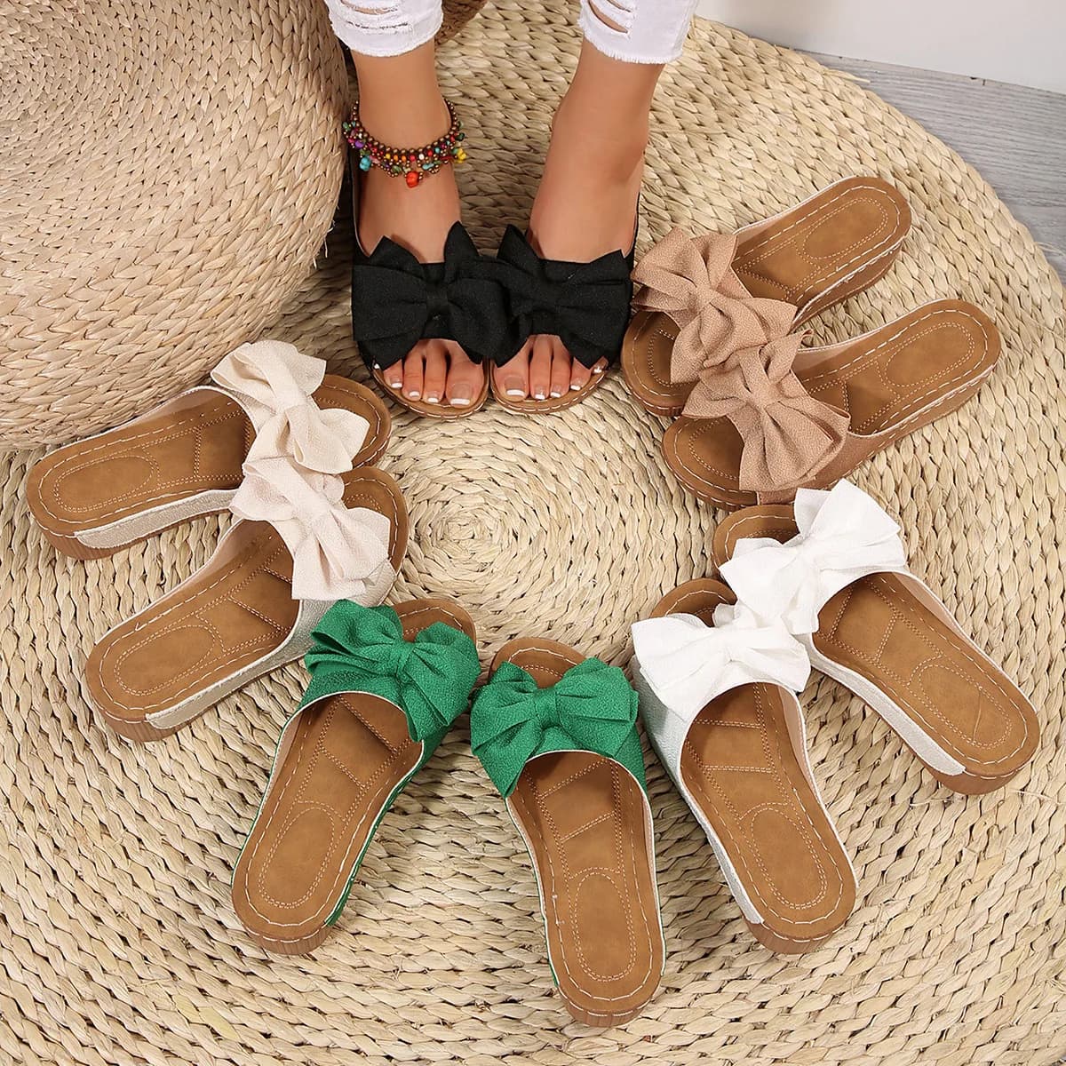 Ciabatte con Zeppa da Donna, Nuovi Sandali Estivi alla Moda, Scarpe Casual Comode con Fiori, Ciabatte Femminili