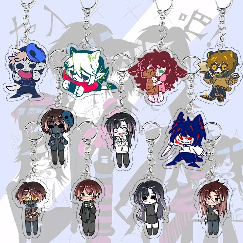Creepypasta Acrylic Keychain Kawaii Ticci Toby Rake Sally Williams Cosplay Props Horror Game Keyring Backpack Pendant Gift