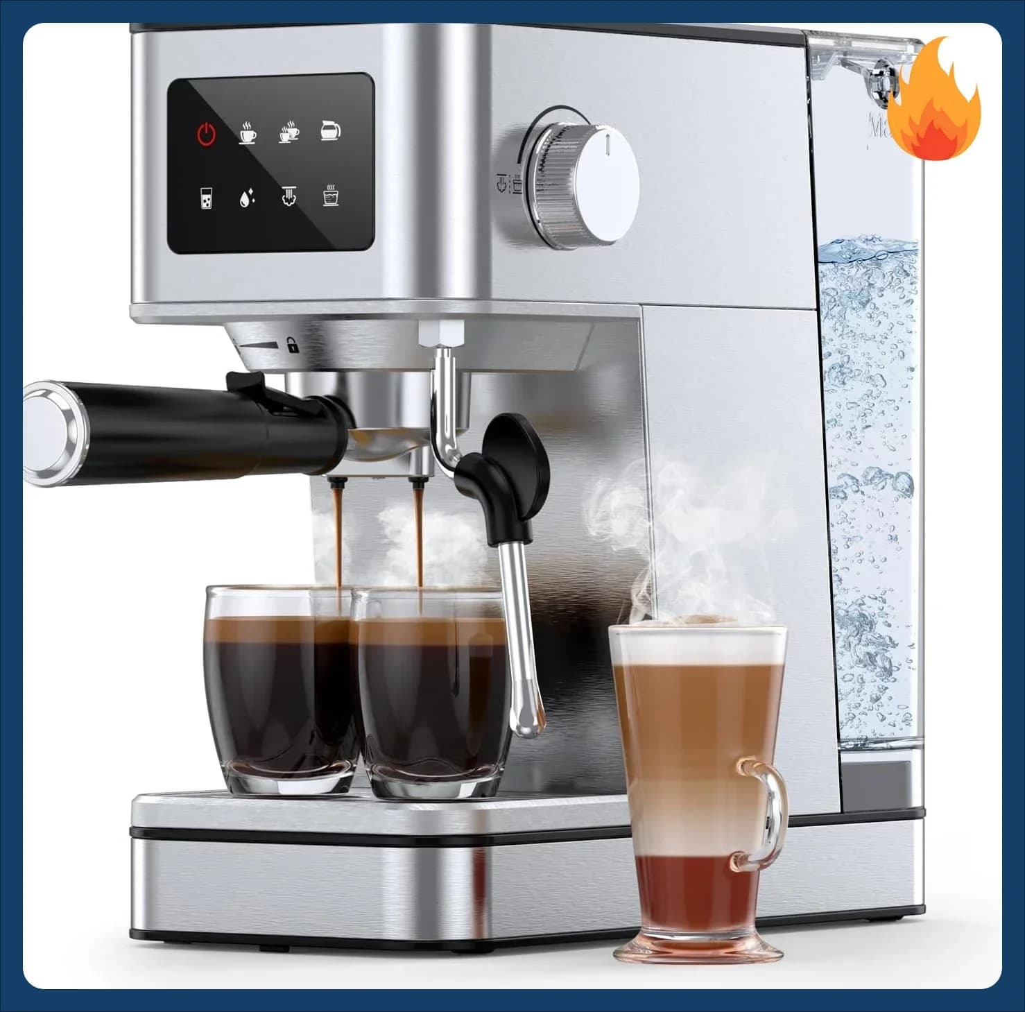 Prezzo Scontato! Macchina per Espresso con Montalatte, Compatta 20 Bar con Schermo Touch e Serbatoio Rimovibile da 1,7 Litri