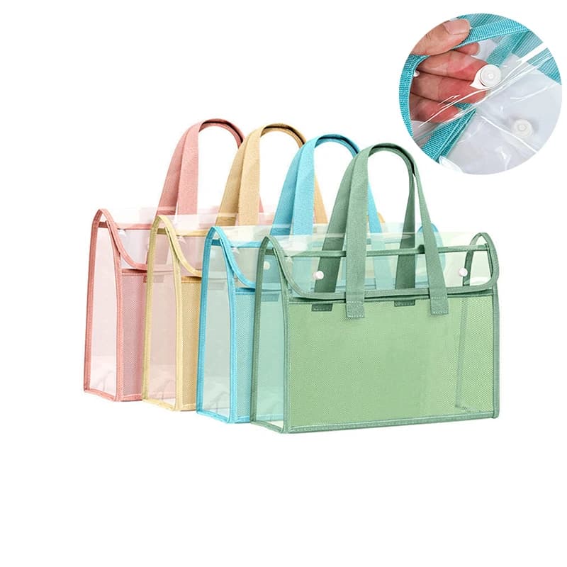 Handbag file bag A4 portable transparent waterproof handheld folder, expandable file storage bag, PVC self-adhesive file bag
