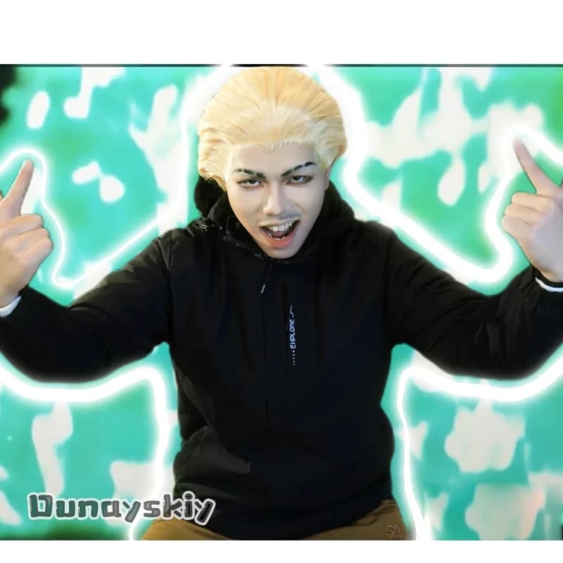 Yumekiri*Kinji Hakari Sorcerer Battle Suit Jutsu Kaen Set Complete Cosplay Anime Dark Fantasy Jirai Kei Cosplay for Men Uniform Vests