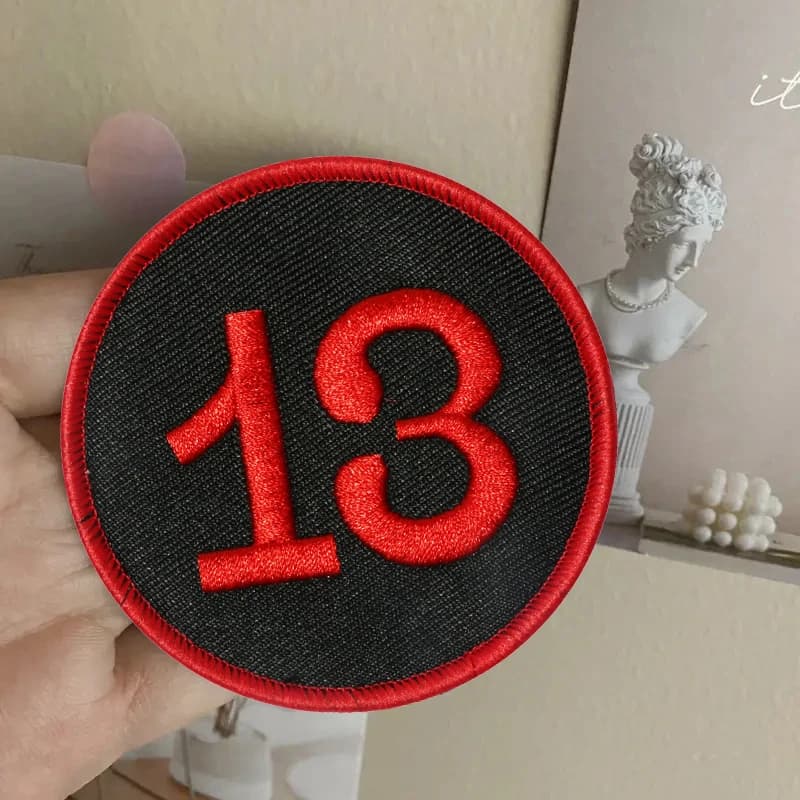 1PC Number 13 Hook And Loop Embroidered Patch Sew On Patches For Clothes Cap Bag Jacket DIY Gift Funny Match Badge