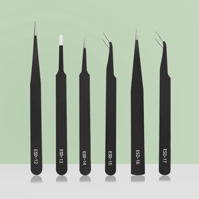 Lurayee Pinzette antistatiche ad alta precisione Pinzette per sopracciglia curve dritte Adesivo per nail art Strumento per la raccolta di strass