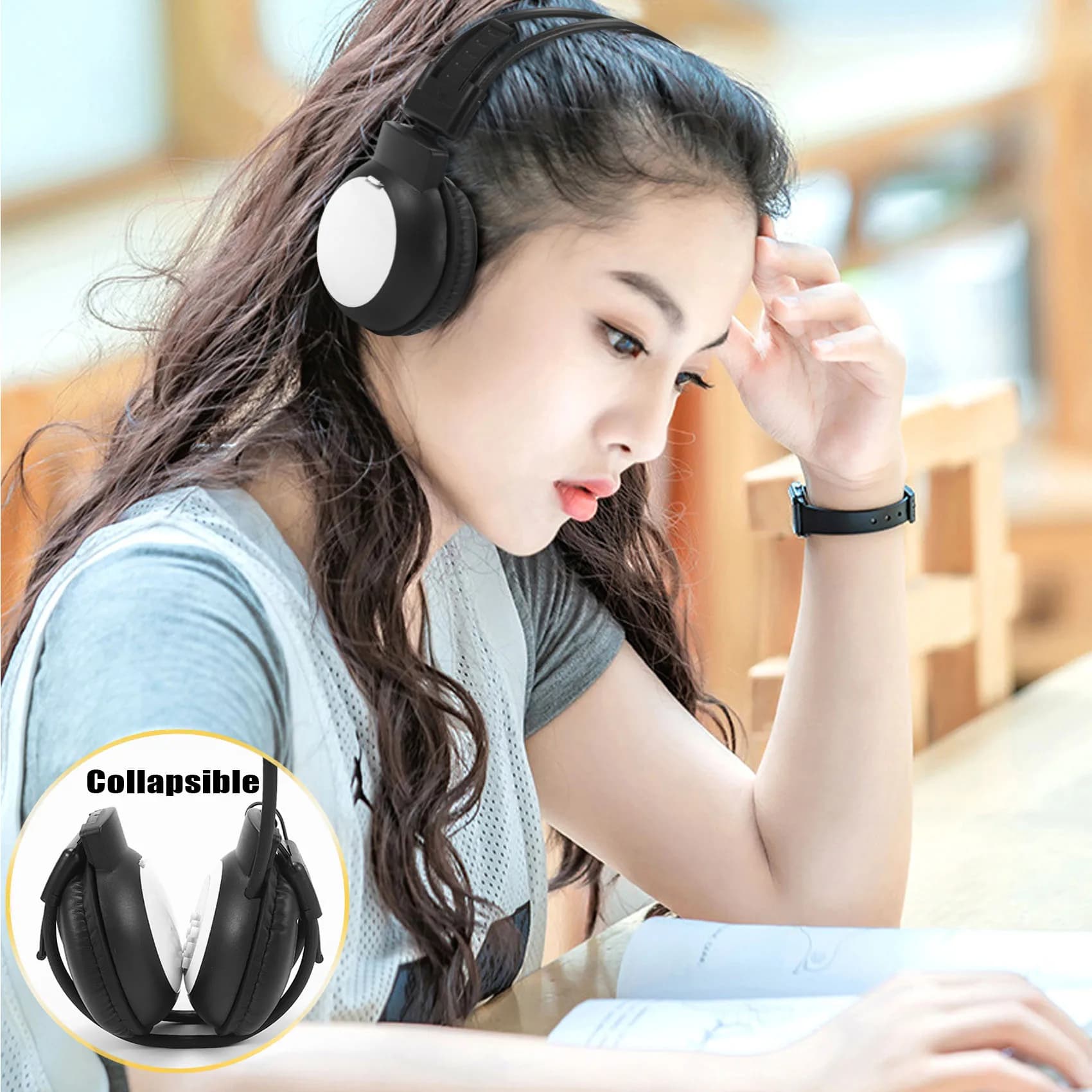 DT578~Portable Personal FM Radio Headphones , Wireless Headset with Radio Built in for Walking, Jogging, Daily Work