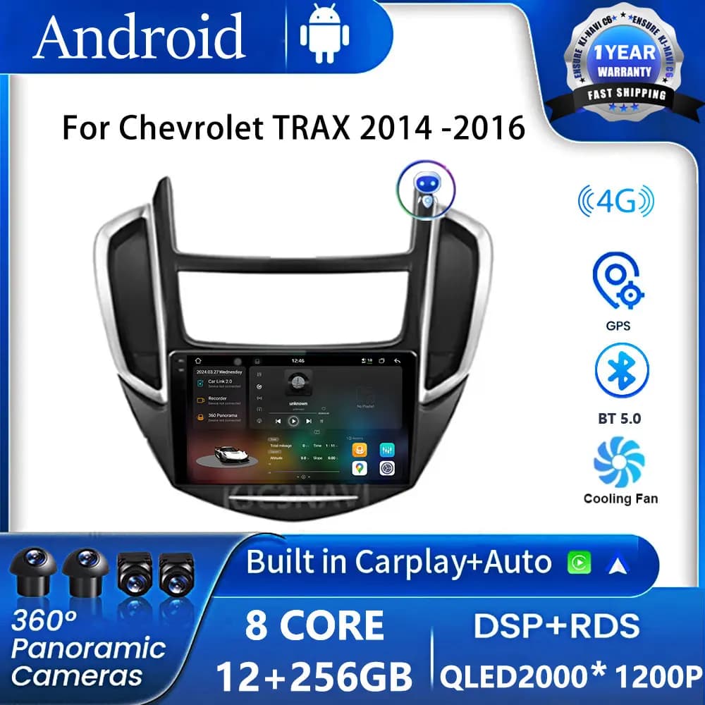 Android 16 Car Radio Multimedia Stereo Player WiFi GPS Navigation Video For Chevrolet TRAX 2014 -2016