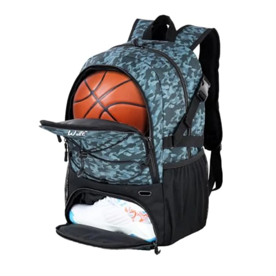 Zaino da Basket Grande, Borsa Sportiva con Scomparto Separato per Pallone e Scarpe, Ideale per Basket, Calcio, Palestra